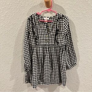 5T Cat and Jack black, gold and white plaid holiday dress for girls